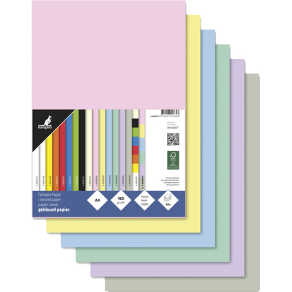 kangaro Multifunktionspapier, DIN A4, 160 g/qm, Pastell