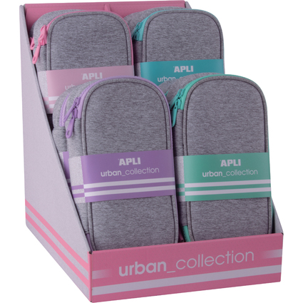 APLI Schlamper-Etui urban, grau/farbig, 8er Display