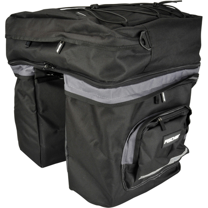 FISCHER Fahrrad-Gepäckträgertasche, 3-fach, schwarz