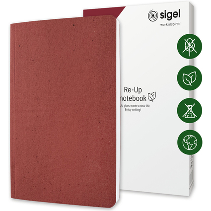 sigel Notizbuch Re-Up, DIN A5, kariert, rot