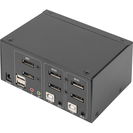 DIGITUS KVM Switch, 2 Port, Dual Display, 4K, DisplayPort