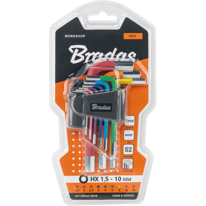Bradas Innensechskant-Schlsselsatz, 9-teilig, mehrfarbig