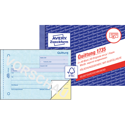 AVERY Zweckform Formularbuch "Quittung mit MwSt.", SD