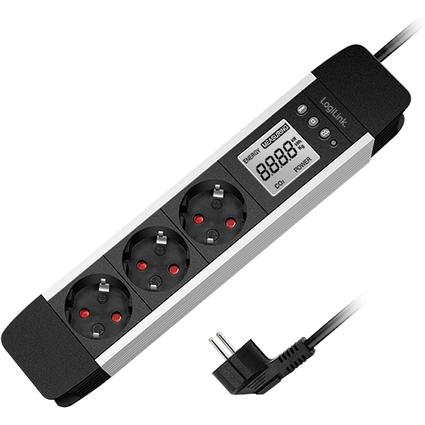 LogiLink Steckdosenleiste mit LCD-Display, 3-fach