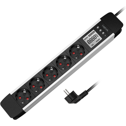 LogiLink Steckdosenleiste mit LCD-Display, 5-fach