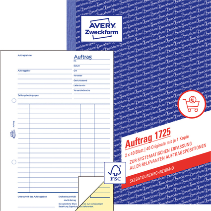 AVERY Zweckform Formularbuch "Auftrag", SD, A5, 2 x 40 Blatt