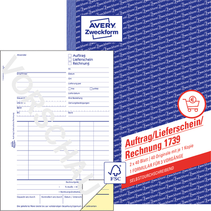 AVERY Zweckform Formularbuch "Auftrag/Lieferschein/Rechnung"