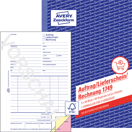 AVERY Zweckform Formularbuch "Auftrag/Lieferschein/Rechnung"