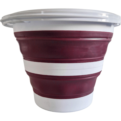 Linden Berg Eimer, faltbar, rund, 10 Liter, bordeaux/wei