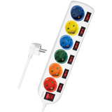 LogiLink Steckdosenleiste, 6-fach mit 7 Schaltern,mehrfarbig