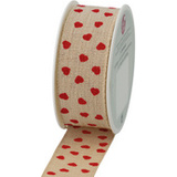 SUSY card Geschenkband auf Spule "Valentin", creme / rot