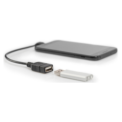 DIGITUS USB 2.0 Adapterkabel, Micro USB-B - USB-A, 0,15 m