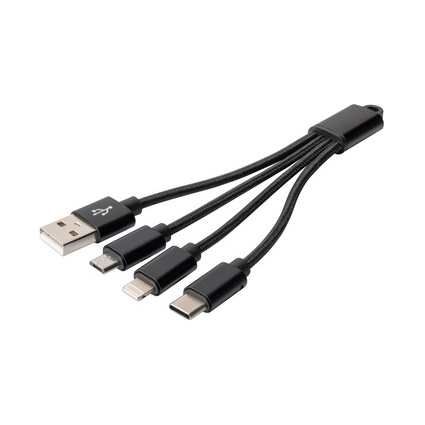 DIGITUS 3-in-1 Ladekabel, USB A-Lightning + Micro USB+USB-C