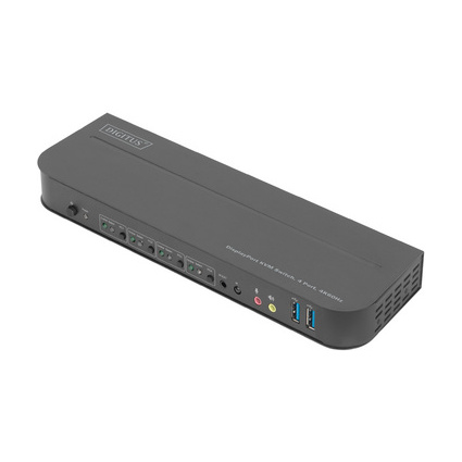 DIGITUS KVM-Switch, 4-Port, 4K60Hz, 4x DP in, 1x DP/HDMI out