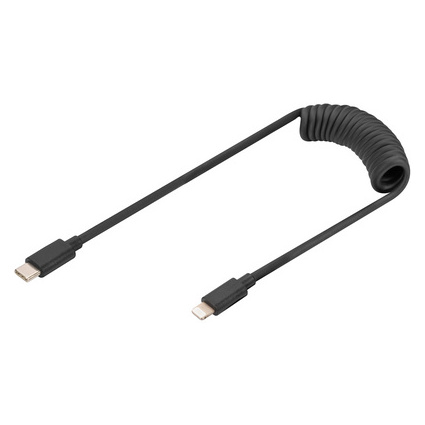 DIGITUS USB 2.0 Spiralkabel, USB-C - Lightning Stecker, 1 m