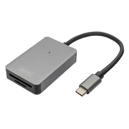 DIGITUS USB-C High Speed Kartenlesegert, 2 Port, dunkelgrau