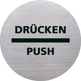 helit piktogramm "the badge" DRCKEN/PUSH, rund, silber