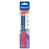 Pelikan silbentrennstift dick, rot/blau, 2er Blisterkarte
