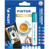 PILOT pigmentmarker PINTOR, medium, 6er set "METAL"