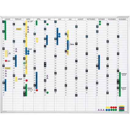 magnetoplan Jahresplaner, (B)1200 x (H)900 mm, magnethaftend