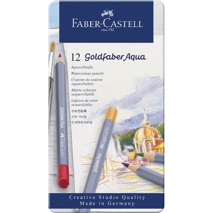 FABER-CASTELL Aquarellstifte GOLDFABER, 12er Metalletui