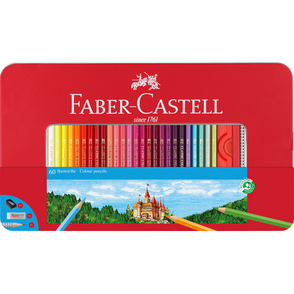 FABER-CASTELL Hexagonal-Buntstifte CASTLE, 60er Metalletui