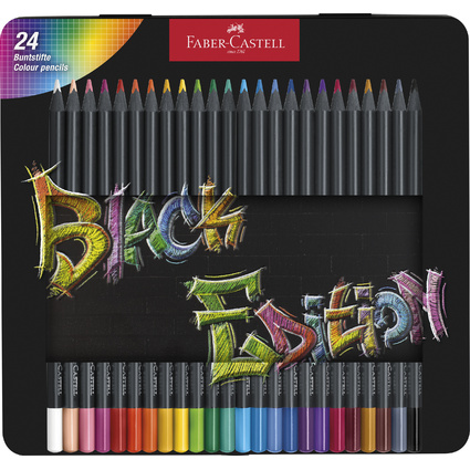 FABER-CASTELL Dreikant-Buntstifte Black Edition, 24er Etui