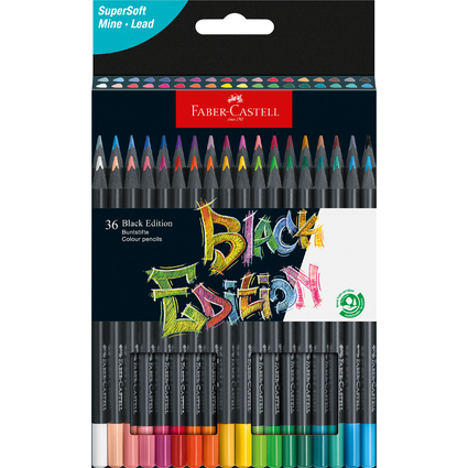 FABER-CASTELL Dreikant-Buntstifte Black Edition, 36er Etui