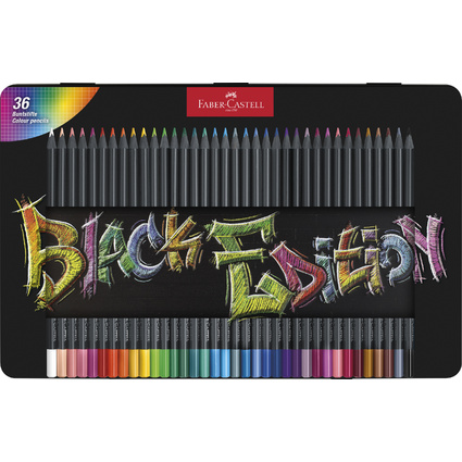 FABER-CASTELL Dreikant-Buntstifte Black Edition, 36er Etui