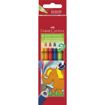 FABER-CASTELL Dreikant-Buntstifte Jumbo, 6er Etui