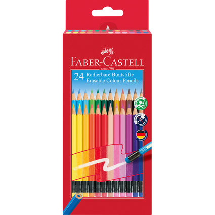 FABER-CASTELL Buntstifte radierbar, 24er Kartonetui