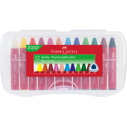 FABER-CASTELL Dreikant-Wachsmalkreide Jumbo, 12er Etui