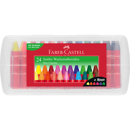 FABER-CASTELL Dreikant-Wachsmalkreide Jumbo, 24er Etui