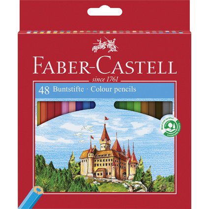 FABER-CASTELL Hexagonal-Buntstifte CASTLE, 48er Kartonetui