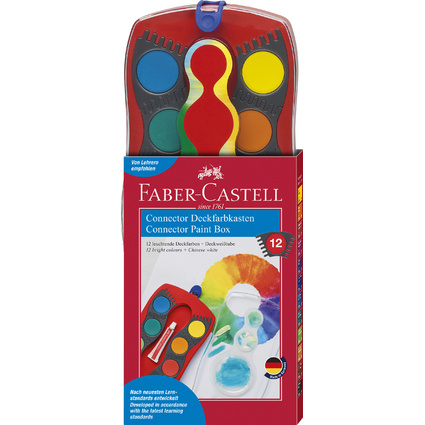 FABER-CASTELL Deckfarbkasten CONNECTOR, 12 Farben, rot