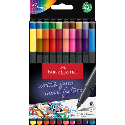 FABER-CASTELL Fineliner GRIP FINEPEN, 20er Kartonetui