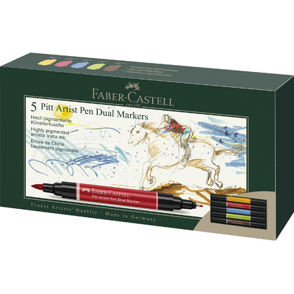 FABER-CASTELL Tuschestift PITT artist pen Dual Marker, 5er