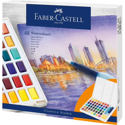 FABER-CASTELL Aquarellfarbe in Npfchen, 48er Etui