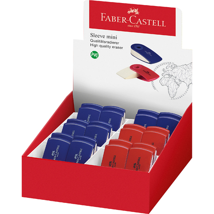 FABER-CASTELL Kunststoff-Radierer SLEEVE MINI, rot / blau