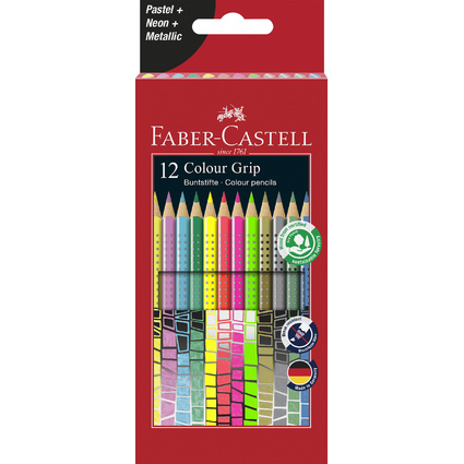 FABER-CASTELL Dreikant-Buntstifte Colour GRIP, 12er Etui