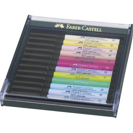 FABER-CASTELL Tuschestift PITT artist pen, 12er Etui Pastell