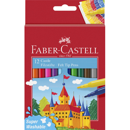 FABER-CASTELL Fasermaler CASTLE, 12er Kartonetui