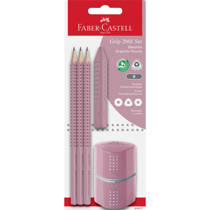 FABER-CASTELL Bleistift GRIP 2001 Set, rose, Blister