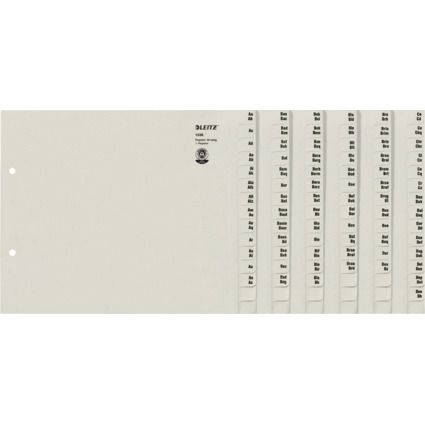 LEITZ Tauenpapier-Register, A-Z, fr 36 Ordner, grau