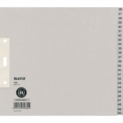 LEITZ Tauenpapier-Register, Zahlen, A4 berbreite, 26-50