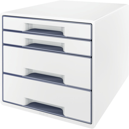 LEITZ Schubladenbox WOW CUBE, 4 Schübe, perlweiß/grau