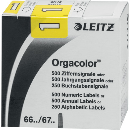 LEITZ Ziffernsignal Orgacolor "1", auf Rolle, gelb