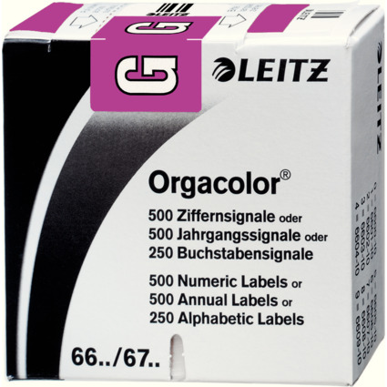 LEITZ Buchstabensignal Orgacolor "G", auf Rolle, violett