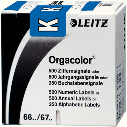 LEITZ Buchstabensignal Orgacolor "K", auf Rolle, dunkelblau