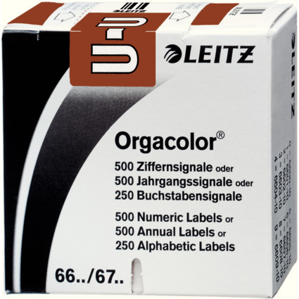 LEITZ Buchstabensignal Orgacolor "U", auf Rolle, braun